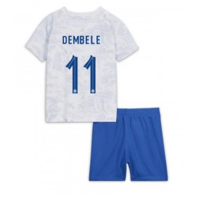 Frankrike Ousmane Dembele #11 Borta Kläder Barn VM 2022 Kortärmad (+ Korta byxor)